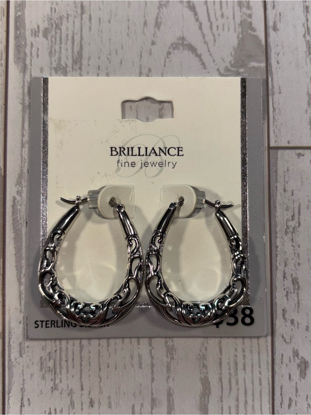 Sterling Silver Filigree Hoop Earrings Ornate Scroll 925 Silver
